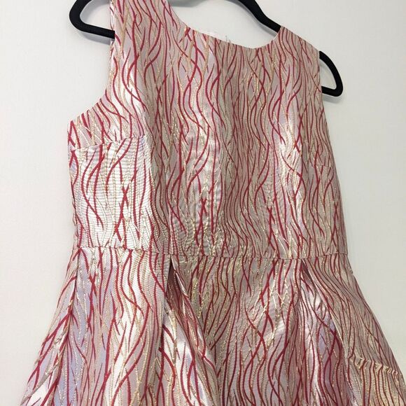 Kaimilan fit and flare jaquard champagne and red dress - Picture 2 of 4